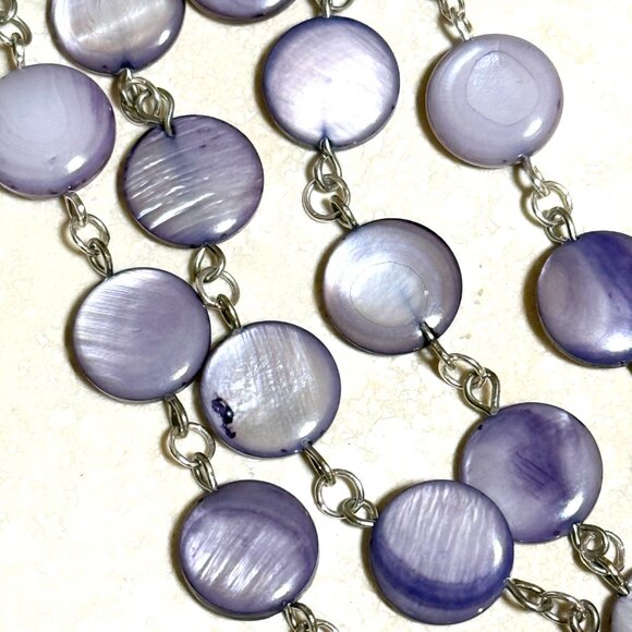 Purple Mother of Pearl Beaded Short Necklace + Cat on the Moon Pendant - Picture 8 of 13